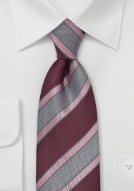 Striped Tie in Aged Merlot