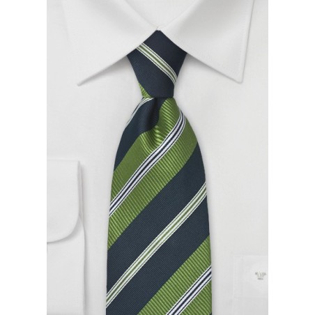 Wide Striped Tie in Citrus Green and Navy