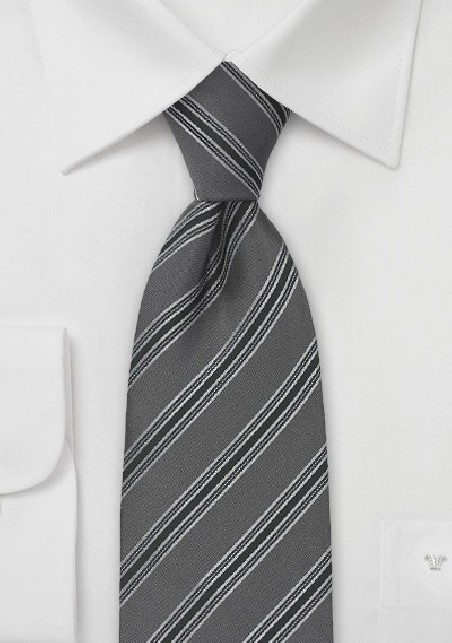 Dark Charcoal Tie with Black Stripes