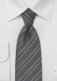 Dark Charcoal Tie with Black Stripes