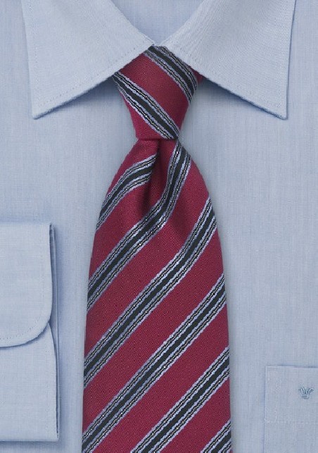 Distinguished Striped Tie in Wine Red