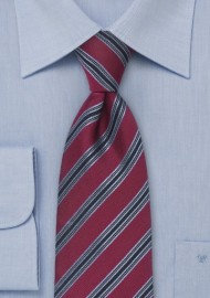 Distinguished Striped Tie in Wine Red