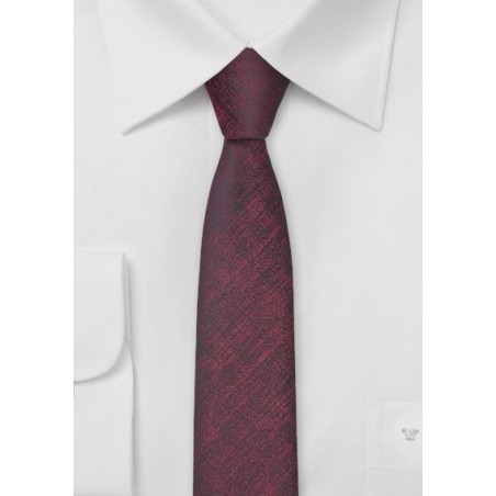 Ultra Skinny Tie in Heathered Wine Red