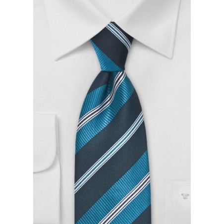 Refreshing Wide Striped Tie in Ocean Blues