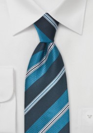 Refreshing Wide Striped Tie in Ocean Blues