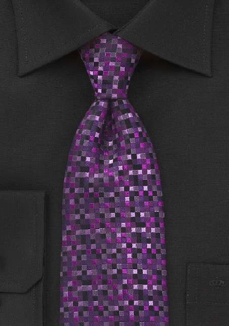 Square Patterned Tie in Amethyst