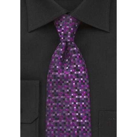 Square Patterned Tie in Amethyst