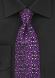 Square Patterned Tie in Amethyst