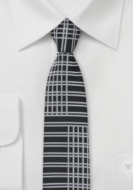 Art Deco Skinny Tie in Black and Silver