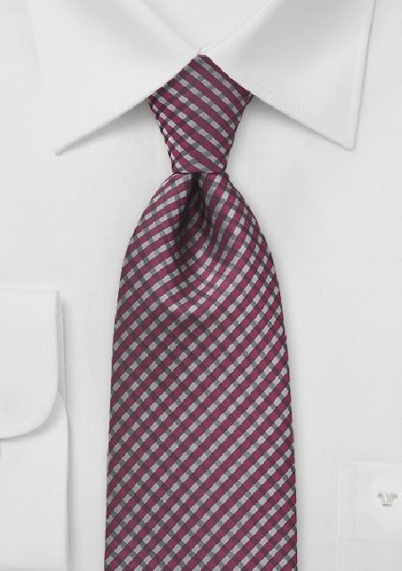 Modern Plaid Tie in Dark Passion Fruit