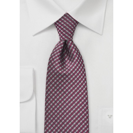 Modern Plaid Tie in Dark Passion Fruit