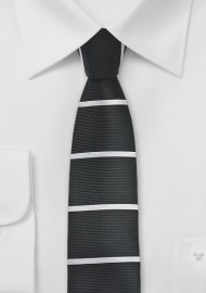 Retro Squared Tipped Tie in Black and Silver