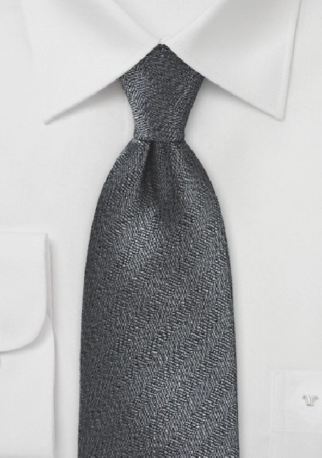 Textured Tie in Black and Pewter