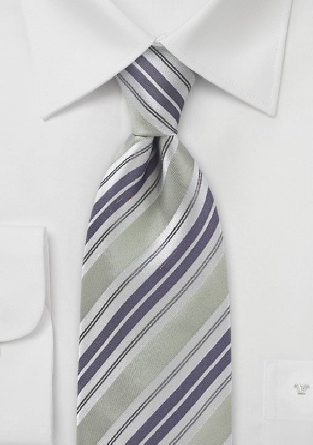 Striped Tie in Light Sage and Lilac