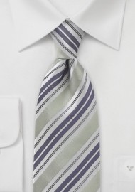 Striped Tie in Light Sage and Lilac