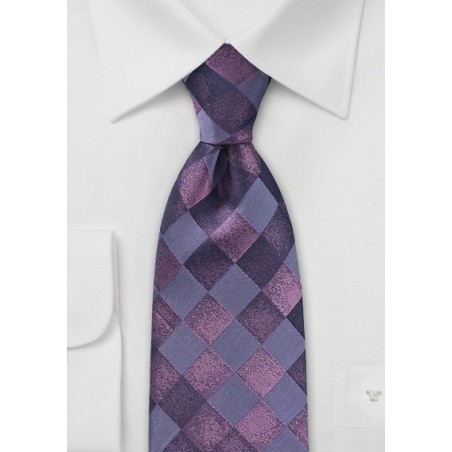 Large Diamond Patterned Tie in Viola Purple
