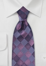 Large Diamond Patterned Tie in Viola Purple