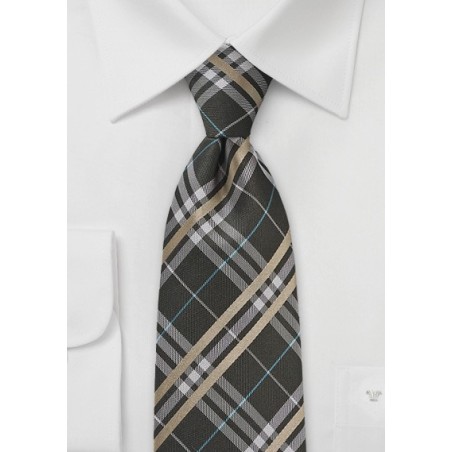 Modern Plaid Tie in Harvest Browns