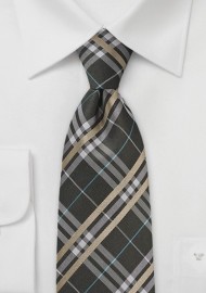 Modern Plaid Tie in Harvest Browns