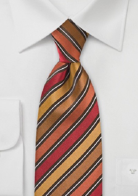 Autumn Hued Striped Necktie