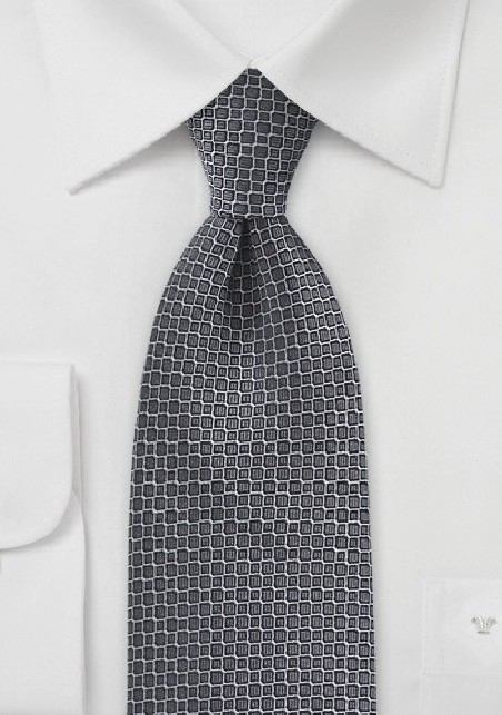 Honeycomb Patterned Tie in Metallic Silvers
