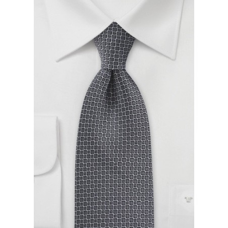 Honeycomb Patterned Tie in Metallic Silvers