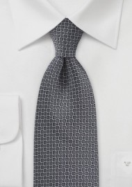 Honeycomb Patterned Tie in Metallic Silvers
