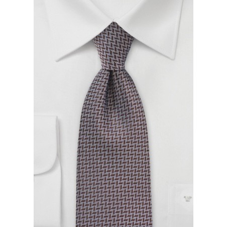 Chevron Patterned Tie in Dark Brown