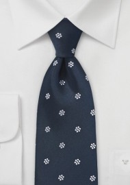 Patterned Tie in Navy and White