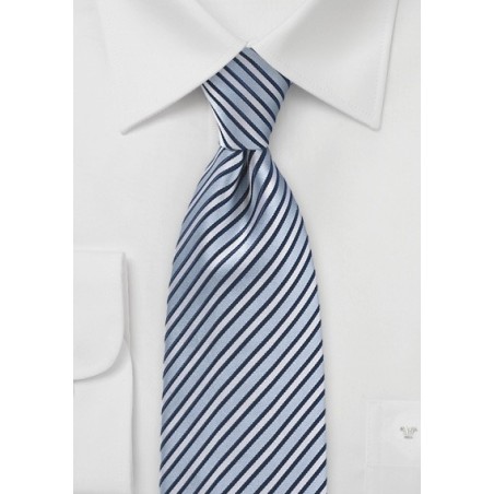 Graphic Blue and Silver Striped Tie
