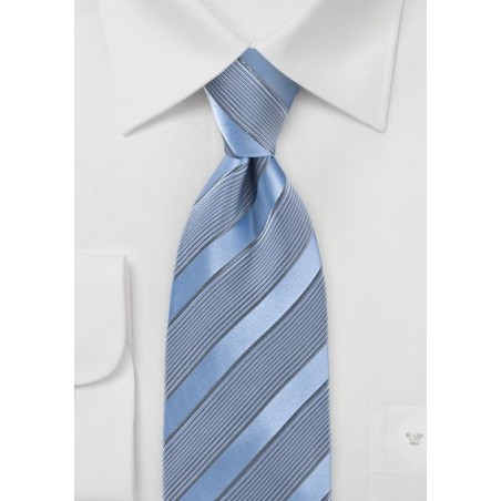 Periwinkle Tie with Silver Stripes