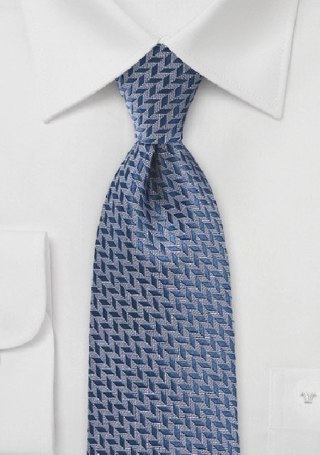 Modern Chevron Tie in Marine Blue