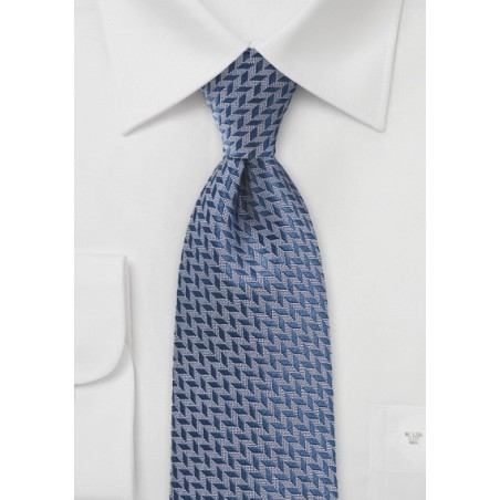 Modern Chevron Tie in Marine Blue
