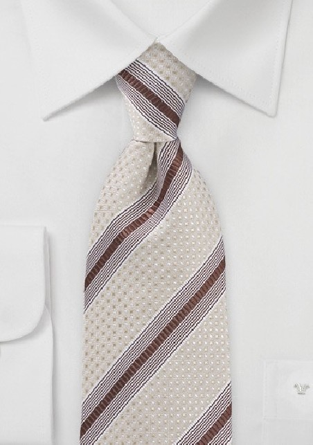 Wheat and Brown Textured Striped Tie