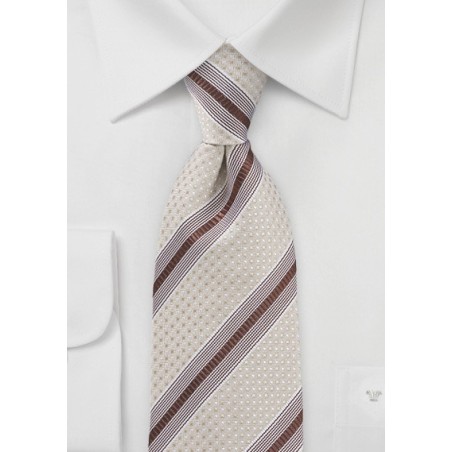 Wheat and Brown Textured Striped Tie