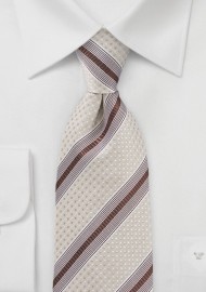 Wheat and Brown Textured Striped Tie
