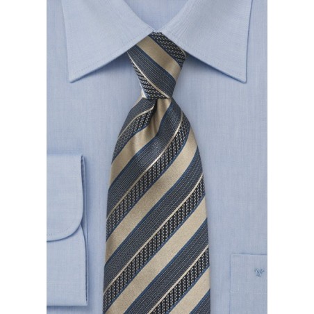 Regal Striped Tie in Vintage Gold and Navy