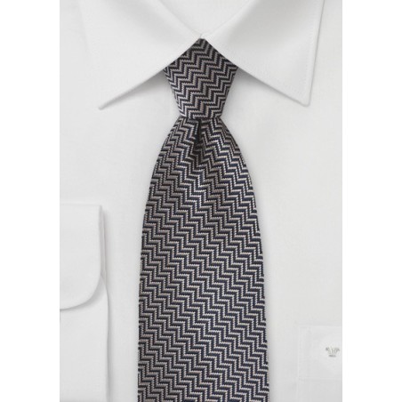 Aztec Striped Tie in Vintage Gold and Navy