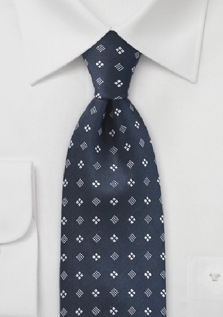 Diamond Motif Tie in Midnight Blue
