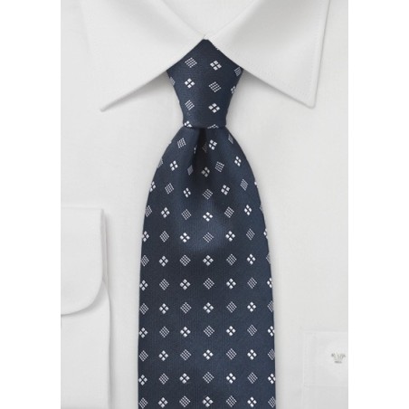 Diamond Motif Tie in Midnight Blue