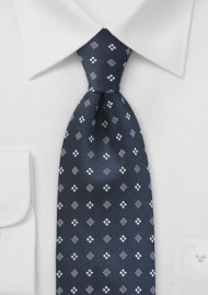 Diamond Motif Tie in Midnight Blue
