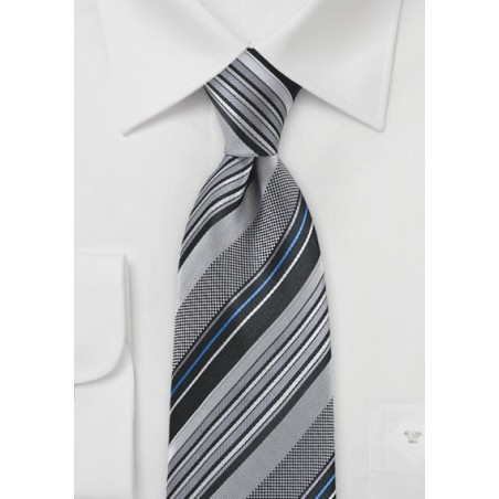 Metropolitan Striped Tie in Silvers and Blues
