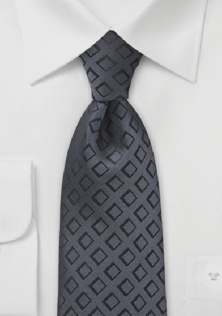 Geometric Diamond Tie in Pewter and Black