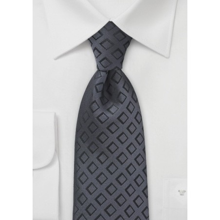 Geometric Diamond Tie in Pewter and Black
