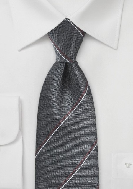 Textured Gray Tie with Bronze Accents