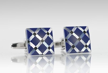 Graphic Print Cufflink Set in Blue