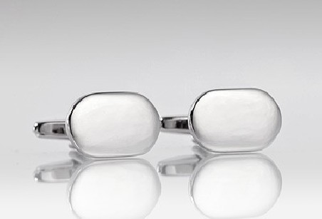 Polished Silver Oval Shaped Cufflinks