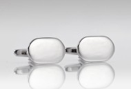 Polished Silver Oval Shaped Cufflinks