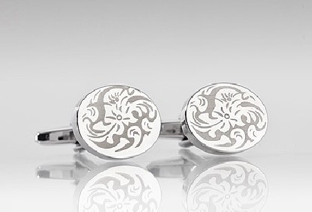 Circular Cufflinks with Floral Motif