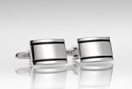 Silver Cufflinks with Black Stripes